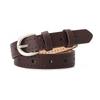 Cinturón de cuero sintético con hebilla hueca para mujer, cinturón informal para vaqueros, color negro, marrón, rojo y blanco, de imitación de cuero.