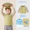 Camiseta Redonda Jellybaby Kidsren Estilo Nuevo Manga Larga para Niños Tops para Niñas Camisetas Base Color de Contraste Ropa de Bebé Otoño