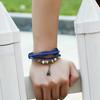 Pulseira de Couro Genuíno Punk Nova Tecida Vintage Pingente de Torre Pulseira de Couro de Vaca Joia para Estudante Pulseira de Couro Genuíno Feminina Europeia e Americana