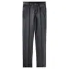 Jeans Masculino Grosso Europeu Outono e Inverno Cinza Fumê Moda Slim Cintura Média Stretch High-End Casual Perna Reta