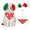 Disfraz navideño para mascotas transfronterizo: peluca divertida, tocado de ganso y conjunto de bufanda triangular estampada para cosplay. [Hecho a medida]