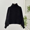 Suéter de cuello alto para otoño e invierno, de manga larga, talla grande, tejido para mujer, exportación transfronteriza europea y americana, hilo retorcido, tejido de color puro para mujer