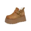 Botas de Nieve del Noreste con Suela Gruesa para Aumentar la Altura de Mujer Estilo Nuevo 2025 Invierno Con Felpa Gruesa Botines Cortos tipo Birkenstock Zapatos de Algodón Cálidos Antideslizantes
