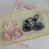 Hebilla de Puerta E79 Negra Rosa Dulce Llavero Lindo de Kitty Colgante de Dibujos Animados Acrílico para Mochila para Mejores Amigos y Parejas