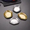 Prato Polygonal Estilo Coreano Aço Inoxidável 304 Molheira Prato para Temperos de Churrasco Dourado Espessado Doméstico Compartimento Único Molheira
