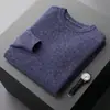 Suéter de cachemira nuevo de otoño e invierno para hombre, suéter de punto informal de cuello redondo para negocios, camisa de fondo, suéter de cachemira pura gruesa para hombre