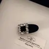 Pinza para el Cabello de Terciopelo Negro con Forma de Corazón de Pedrería de Alta Gama Estilo Coreano Pinza Lateral Accesorio para el Flequillo Nuevo Modelo Otoño e Invierno