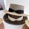 Sombrero de Paja Amarillo Tradicional Artesanal Hueco de Copa Plana para Mujer, Sombrero de Paja de Protección Solar para Verano, Sombrero de Playa de Rafia Tejido a Mano, Sombrero para el Sol