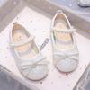 Sapatos de Couro para Meninas 2026 Nova Coleção Primavera e Outono Infantil Menininha Laço Cristal Pérola Princesa Mocassins de Solado Macio