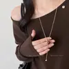 Colar Longo Ajustável Pedra Olho de Tigre Maillard Feminino Outono e Inverno Retrô Luxo Leve High-End Corrente para Suéter Acessórios de Nicho