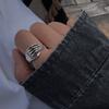 Anillo Cuadrado Nuevo Estilo Coreano para Mujer, Anillo Abierto de Moda Retro Personalidad Calavera Palma, Anillo para Dedo Índice Hip-Hop Tendencia