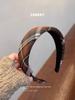 Diadema de tela a cuadros retro para mujer 2022 nueva de ala ancha alta Calavera parte superior para lavar la cara diadema para presionar el cabello Red de accesorios para el cabello