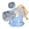 Juego de vajilla para bebé, babero de silicona, cuchara, suplemento alimenticio, cuenco, impermeable, antisuciedad, juego de vajilla de silicona danesa Cross