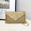 Bolsa envelope com corrente estilo coreano, modelo novo 2026, alto valor estético, simples e estilosa, versátil, bolsa de ombro e transversal texturizada