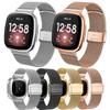 Para fitbit versa3/fitbit sense fivela milanis cinta trança de aço inoxidável