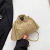 Bolsa feminina criativa de design nicho estilo coreano 2024 Nova bolsa mensageira com corrente personalidade simples padrão lichia bolsa para roupas