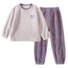 Conjunto de Pijama de Franela para Niños Estilo Coreano Holgado Niños y Niñas con Terciopelo Plus Espesado Ropa de Casa para Niños Medianos y Grandes para Mantener el Calor