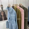Novo exterior para primavera e outono de 2024. Dia fino de qualidade comercial. Camisa Jeans de Seda Camisa Protetora Solar Feminina Tendência