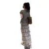 Falda de pastel estilo tweed Traje de moda 2025 Nuevo de verano Vestido de verano Estilo caliente de alta gama Dos piezas que reducen la edad Traje de mujer