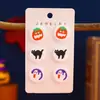 Brincos de Chapéu de Fantasma de Doce de Halloween Brincos Pequenos de Acrílico para Feriado Brincos Desenho Animado Fofos Engraçados