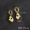 Collar Transfronterizo Chapado en Oro de 18 Quilates Estilo de Oriente Medio, Japonés y Coreano, Aretes de Corazón con Candado de Circonia de Colores de Lujo Ligero para Mujer, Joyería Duradera que No se Desvanece