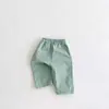 Pantalones rectos holgados de color liso, unisex, estilo coreano moderno INS, pantalones largos de algodón de grado A para niños, primavera/otoño, pantalones zanahoria
