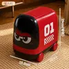 Papelera con forma de coche de dibujos animados para uso doméstico, con tapa, móvil y diseño elegante, adecuada para salas de estar, dormitorios, baños y aseos