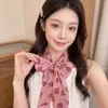 Estampado de pañuelo de seda con lunares marrones, accesorio de cinta versátil de alta gama para el cuello para mujer, nuevo modelo 2026, diadema, bufanda larga