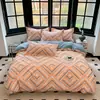 Suave juego de ropa de cama de lujo con estampado floral rosa, tela cepillada de doble cara engrosada, fresco y dulce, adecuado para todas las estaciones en el dormitorio