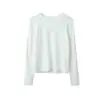 Camiseta Básica Branca Redonda de Manga Longa Xiaomi Yinuo Simples para Mulheres, Outono e Inverno Espessada Slim Fit Versátil 11096