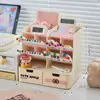 Porta-canetas inclinado para mesa de escritório, material escolar infantil de alta qualidade, organizador de mesa para dormitório, armazenamento para estudantes com compartimentos
