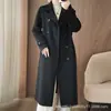 Cardigan Elegante de Lã 100% com Botões Duplos para Mulheres, Cor Sólida, Manga Longa, Decote V Profundo, Casaco de Tricô, Casaco de Lã