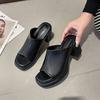 Sandálias Femininas para Exterior 2026 Nova Coleção Primavera/Verão Salto Alto Slip-On Salto Grosso Plataforma Branca Impermeável Chinelos Femininos