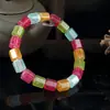 Pulseira de Turmalina Melancia, Pulseira de Jade Colorido Arco-Íris de Quartzo Jade, Colar de Jade Colorido Permeável ao Gelo e Hidratante