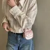 Bolsa Infantil 2025 Nuevo Estilo Coreano Bordado de Corazón Bolso tipo Silla con Adorno de Encaje de Moño para Niñas y Bolso Cruzado para Padres e Hijos