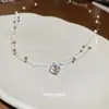 Collar Doble Capa con Colgante Redondo Geométrico de Perlas y Circonitas Cadena para Clavícula Estilo Minimalista Joyería de Lujo Ligero de Alta Gama para Mujer