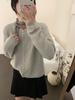 Jaqueta Cardigan de Tricô Laranja de Alta Qualidade com Gola Redonda Feminina para Primavera e Outono Suéter Peça Externa Top Curto Solto