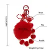 Otoño e Invierno Nuevo Estilo Coreano Llavero de Bola de Felpa Bolso para Teléfono Móvil con Cuentas Hecho a Mano Accesorios Colgantes para Bolsos Pulsera Corta para Mujeres