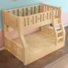 Cama alta y baja de pino de madera maciza Cama litera para niños con estantería Cajones Barandilla de estrella Cama de doble capa superior e inferior de madera maciza