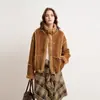 Chaqueta de una pieza de imitación de piel de cordero con cuello alto para mujer, estilo corto, inspirada en Chanel, sensación de alta gama, con certificación ecológica
