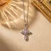 Colar Cruzado Vintage Estilo Francês Estilo Corte Microincrustado Vazado para Mulheres, Corrente de Clavícula Elegante e Luxuosa Estilo Ins de Alta Qualidade