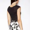 Chal de Malla Transparente Ajustado Moda Casual Sin Mangas Cuello Redondo con Estampado Floral Artístico Fresco Retro Top para Mujer