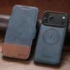 Funda de piel para teléfono plegable Iphone18Promax con ranura para tarjeta, succión magnética, soporte de carga inalámbrica dos en uno