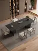 Mesa de Centro de Pizarra de Piedra de Lujo, Juego Moderno de Mesa y Sillas para el Té, Sencillo y Elegante con un Toque de Alta Gama, Mesa para Ceremonia del Té de Oficina, Mesa para Preparar Té