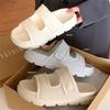 Sandalias de Playa Estilo Ins para Mujer, Vacaciones de Verano en la Costa, Chanclas Planas Casuales de Doble Tira para Exteriores con Suela Gruesa que Aumenta la Altura