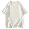 Camiseta de Lino con Cuello Redondo para Hombre Verano Nuevo Estilo Estilo Chino Retro Ramio Algodón Manga Corta Casual Camiseta de Cuello en V Top