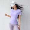 Ropa de Fitness Tops para Mujer Manga Corta Aspecto Adelgazante Running Deportes Camiseta de Secado Rápido Ropa de Pilates Yoga de Alta Gama Verano