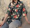 Nueva Camisa Estampada Floral Estilo Retro Hong Kong para Mujer Moda Diseño de Flores Top de Manga Corta para Llevar por Encima