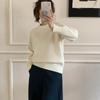 Suéter de punto acanalado redondo transfronterizo simple para mujer, nuevo top de punto suave holgado de otoño e invierno