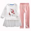 Traje para niñas 2022 ropa de primavera y otoño ropa de unicornio ropa infantil estilo occidental suéter de manga larga falda conjunto de dos piezas comercio exterior Venta al por mayor